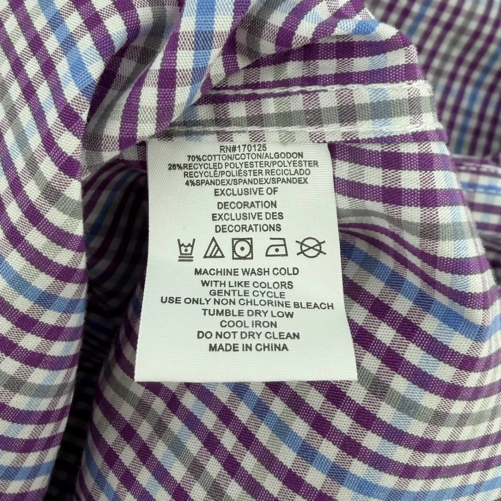 Nick Graham Everywhere Modern Fit Men's Purple Gingham Dress Shirt & Tie X-Large - Picture 6 of 9